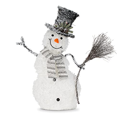 Christmas Village Light up Glitter Snowman Decoration 35 LEDs Warm Light, 