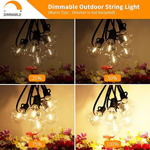 Yuucio Outdoor String Lights 150FT/ 45M, Festoon Light Mains Powered with 75+2 G40 Plastic LED Bulbs Waterproof IP44 Hanging Globe Lighting for Garden Patio Party Bar Porch Balcony Decor