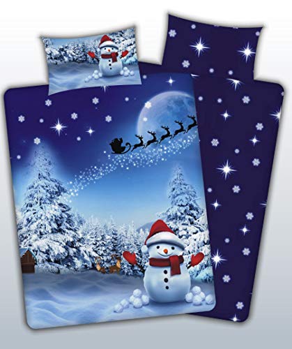 Blue Snowman Duvet Cover Set - Christmas Bedding