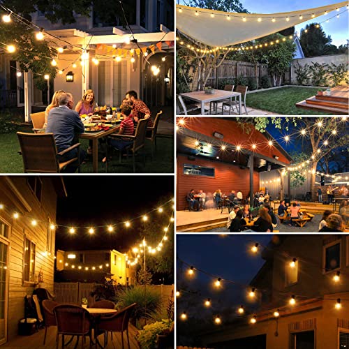 Yuucio Outdoor String Lights 150FT/ 45M, Festoon Light Mains Powered with 75+2 G40 Plastic LED Bulbs Waterproof IP44 Hanging Globe Lighting for Garden Patio Party Bar Porch Balcony Decor