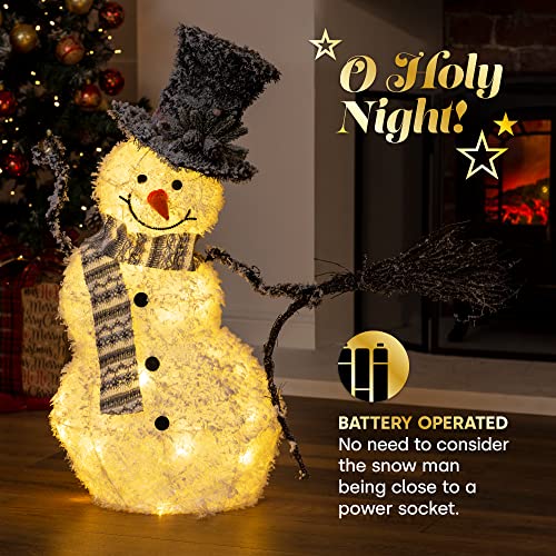 Christmas Village Light up Glitter Snowman Decoration 35 LEDs Warm Light, 