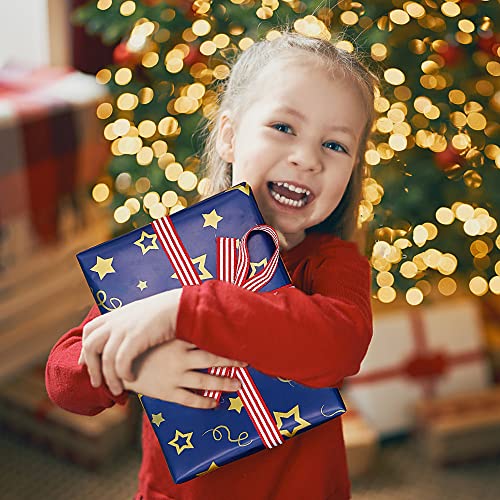 Christmas Gift Wrapping Paper, Navy Blue and Gold