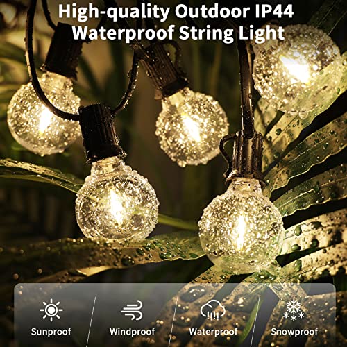 Yuucio Outdoor String Lights 150FT/ 45M, Festoon Light Mains Powered with 75+2 G40 Plastic LED Bulbs Waterproof IP44 Hanging Globe Lighting for Garden Patio Party Bar Porch Balcony Decor