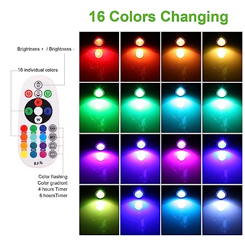 GreenClick Garden Spot Lights, Color Changing Garden Lights Mains Powered Waterproof, RGB Outdoor Spotlight Plug-in Outside Lights, 12V Timer Memory Remote for Wall Yard Landscape Christmas, 4 Pack