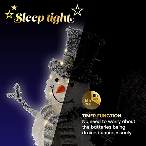 Christmas Village Light up Glitter Snowman Decoration 35 LEDs Warm Light, 