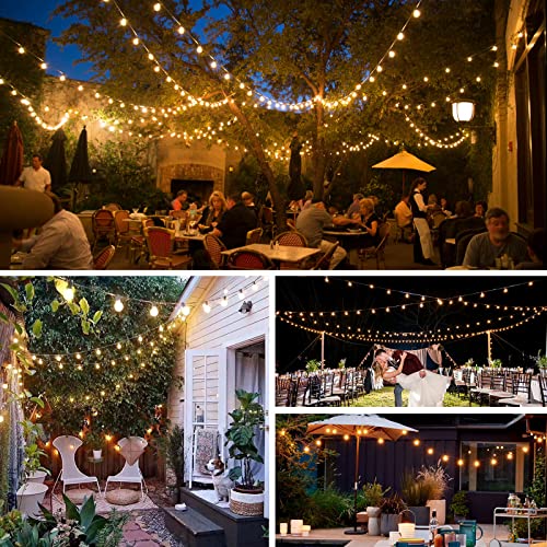 Yuucio Outdoor String Lights 150FT/ 45M, Festoon Light Mains Powered with 75+2 G40 Plastic LED Bulbs Waterproof IP44 Hanging Globe Lighting for Garden Patio Party Bar Porch Balcony Decor