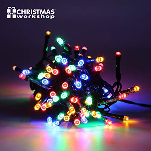 The Christmas Workshop 75400 Multi-Coloured Christmas Tree Lights / 100 Static LED Decorative Fairy Lights / 6.9 Metres Long / Mains Operated / Indoor Or Outdoor Home Christmas Decorations