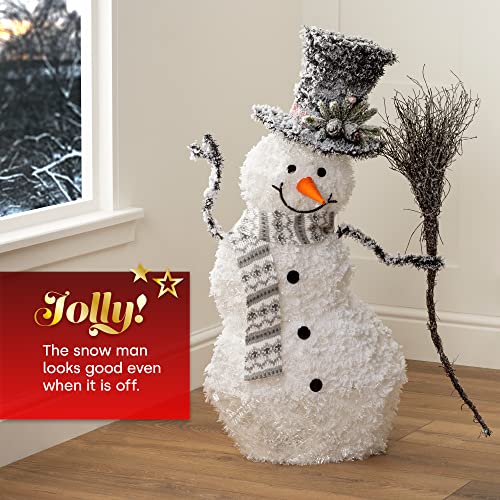 Christmas Village Light up Glitter Snowman Decoration 35 LEDs Warm Light, 