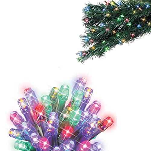 The Christmas Workshop 75400 Multi-Coloured Christmas Tree Lights / 100 Static LED Decorative Fairy Lights / 6.9 Metres Long / Mains Operated / Indoor Or Outdoor Home Christmas Decorations