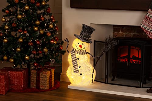 Christmas Village Light up Glitter Snowman Decoration 35 LEDs Warm Light, 