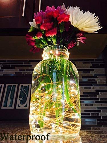 2 Pack Battery Operated 2M 20 LED Silver Wire Fairy String Lights LED Firefly Lights DIY Decoration for Bedroom Jars Christmas Wedding Party Festival Indoor Outdoor Camping - Warm White