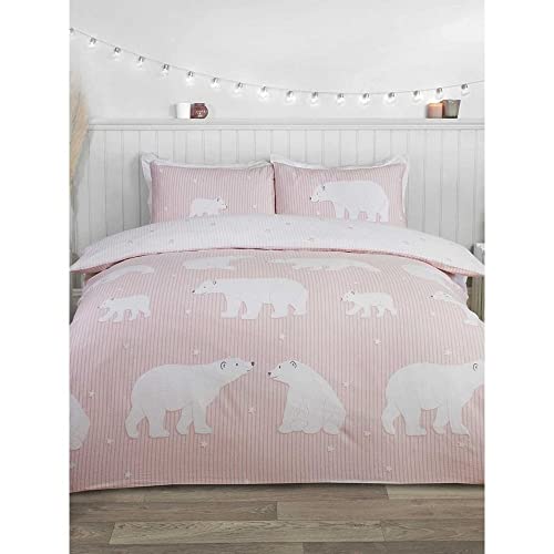 Rapport Home Polar Bear 100% Brushed Cotton 3 pieces Double Duvet Cover Set Reversible Bedding Grey