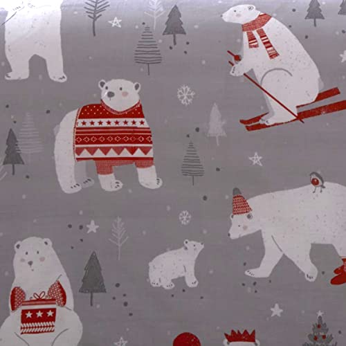 Christmas Polar Bears Duvet Cover Set | Double Bed - Silver