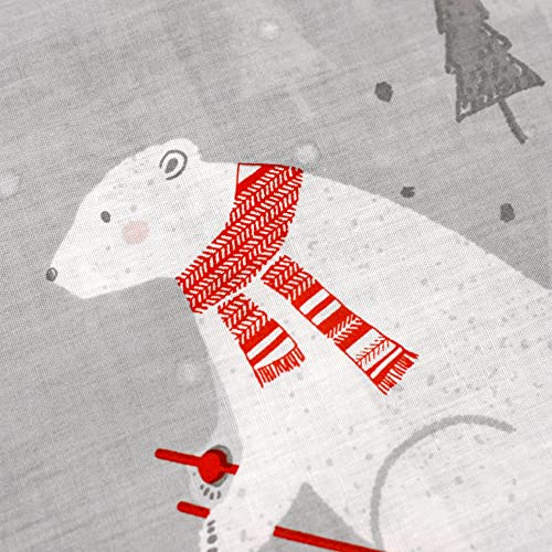 Christmas Polar Bears Duvet Cover Set | Double Bed - Silver