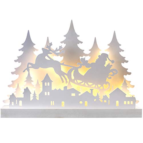White Pre-Lit Wooden Christmas Village, 44cm