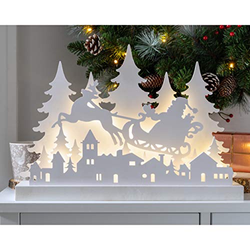 White Pre-Lit Wooden Christmas Village, 44cm