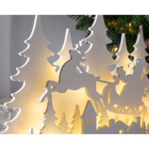 White Pre-Lit Wooden Christmas Village, 44cm