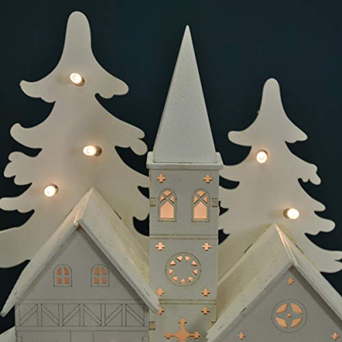 Pre-Lit Alpine White Christmas Village Scene LED Decoration