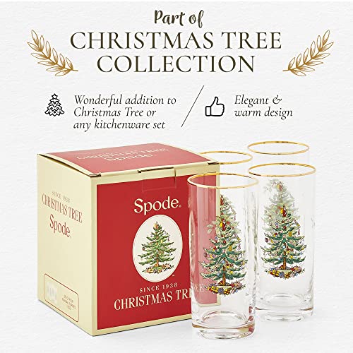 Spode Christmas Tree 15oz Highball Glasses, Set of 4