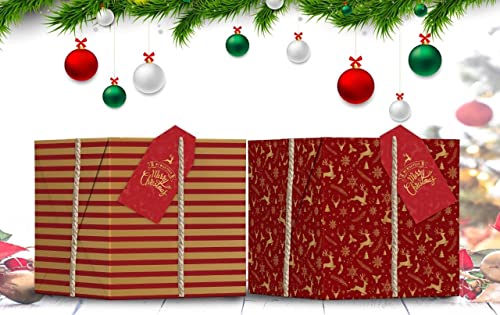 Luxury Recyclable Christmas Wrapping Paper - 4 Kraft Designs
