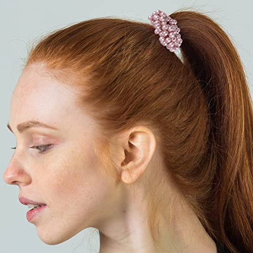 4 Pcs Pearl Hair Scrunchies, Elastic Hair Ropes Ponytail Holder Scrunchies Tightening Hairring for Women