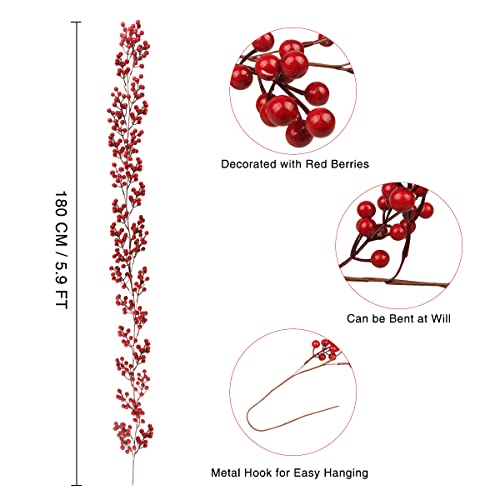 Red Berry Christmas Garland for Festive Decor