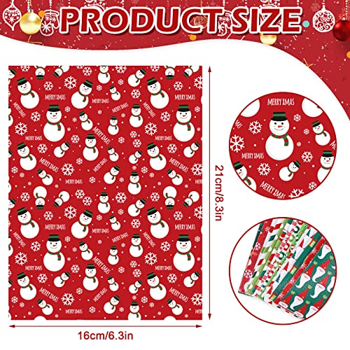 AnyDesign 14Pcs Christmas Faux Leather Sheets Colorful Gingerbread Man Santa Claus Snowman Snowflake Leather Fabric Dots Stripes Printed Synthetic PU Leather for Christmas DIY Crafts Earring Hair Bow