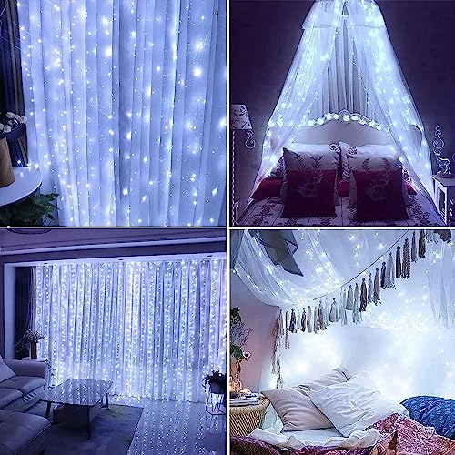 Christmas Fairy Curtain Lights, Waterproof 300LED with Remote