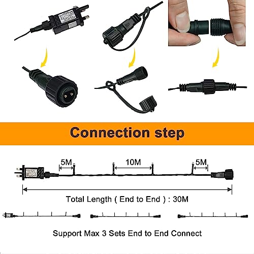 30M 300LED Waterproof Christmas Fairy Lights, 8 Modes
