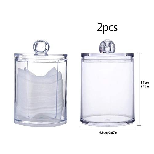 3Pcs Clear Acrylic Makeup Pads Container Organizer,Plastic Cotton Ball and Swab Holder with Lid Bathroom Jar Storage Beauty Makeup Organizer Storage for Cotton Balls,Swabs,Q-Tips,(Transparent)
