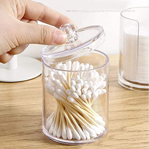3Pcs Clear Acrylic Makeup Pads Container Organizer,Plastic Cotton Ball and Swab Holder with Lid Bathroom Jar Storage Beauty Makeup Organizer Storage for Cotton Balls,Swabs,Q-Tips,(Transparent)
