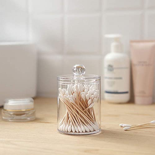 3Pcs Clear Acrylic Makeup Pads Container Organizer,Plastic Cotton Ball and Swab Holder with Lid Bathroom Jar Storage Beauty Makeup Organizer Storage for Cotton Balls,Swabs,Q-Tips,(Transparent)