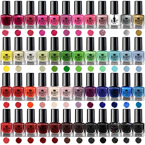 Splash 48 x Nail Polish Varnish Set 48 Different Modern Colours Quick Drying Flat Brush