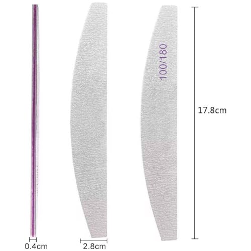 12PCS Professional Nail Files Double Sided Emery Board 100/180 Grit Washable Nail Files, 