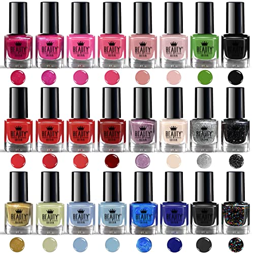 Splash 48 x Nail Polish Varnish Set 48 Different Modern Colours Quick Drying Flat Brush
