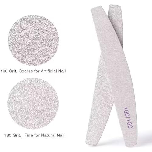 12PCS Professional Nail Files Double Sided Emery Board 100/180 Grit Washable Nail Files, 