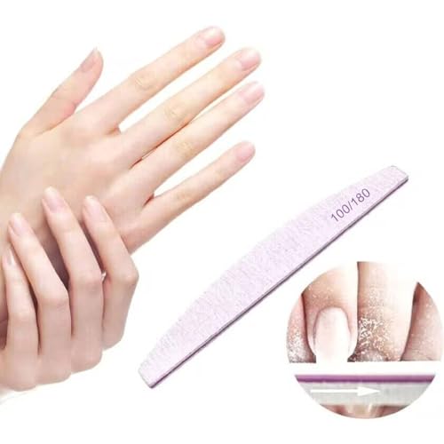 12PCS Professional Nail Files Double Sided Emery Board 100/180 Grit Washable Nail Files, 