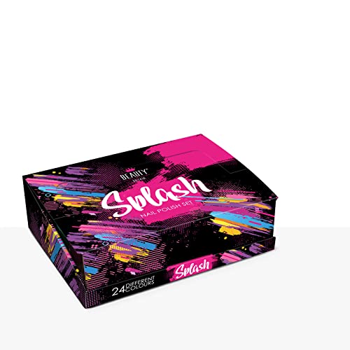 Splash 48 x Nail Polish Varnish Set 48 Different Modern Colours Quick Drying Flat Brush