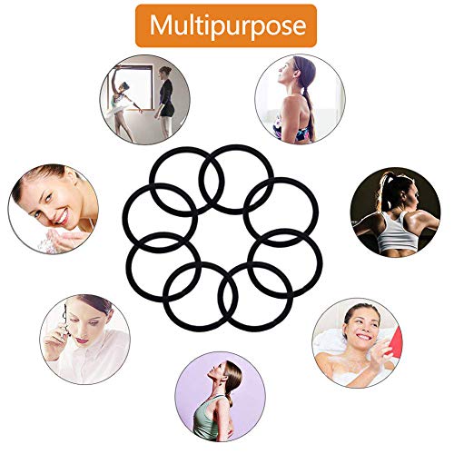 100 PCS Elastic Hair Bands, 2mm Elastic Hair Ties Ponytail Holders, Bulk Hair Ties No Metal Gentle Elastics for Women Men Girls Kids (Black)