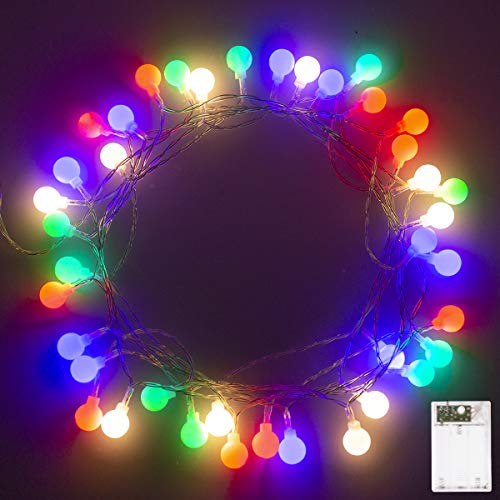 Fulighture Globe String Lights, 5M 40LEDs Ball Fairy Lights, Battery Powered, Waterproof Decoractive for Indoor Outdoor Lighting, Bedroom, Wedding, Party, Christmas, Tree Decoration(Multi-Colour)