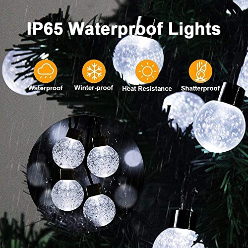 Chipark Solar String Lights Garden, 39Ft 100 LED Outdoor/Indoor Crystal Balls Fairy Lights Solar Powered 8 Modes Waterproof Decorative Lighting for Party, Home, Festival, Christmas(Cool White)