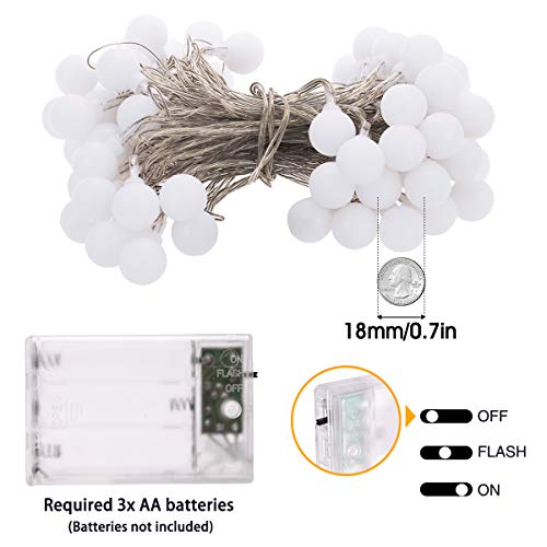Fulighture Globe String Lights, 5M 40LEDs Ball Fairy Lights, Battery Powered, Waterproof Decoractive for Indoor Outdoor Lighting, Bedroom, Wedding, Party, Christmas, Tree Decoration(Multi-Colour)