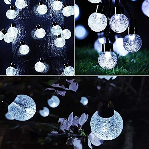 Chipark Solar String Lights Garden, 39Ft 100 LED Outdoor/Indoor Crystal Balls Fairy Lights Solar Powered 8 Modes Waterproof Decorative Lighting for Party, Home, Festival, Christmas(Cool White)