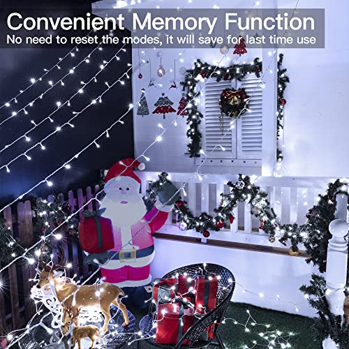 Ollny Fairy Lights Plug in - 30m 300 LED Fairy Lights Outdoor Waterproof, Remote/8 Modes/Timer/Dimmable Cold White String Lights Mains Powered for Outside Indoor Garden Tree Christmas Decorations