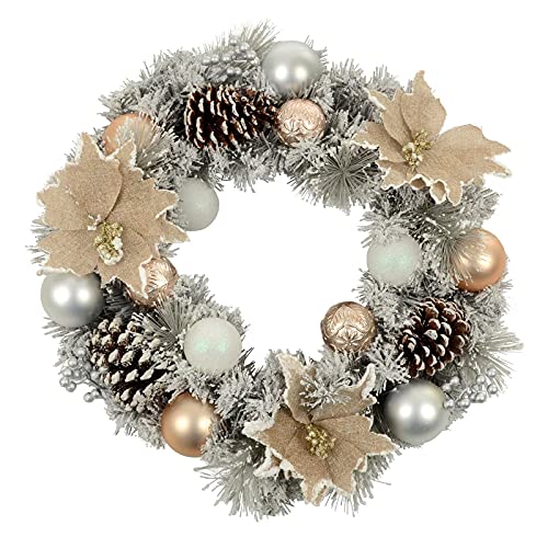 Mr Crimbo Christmas Wreath Grey Artificial 50cm With Gold/Silver Festive Decorations