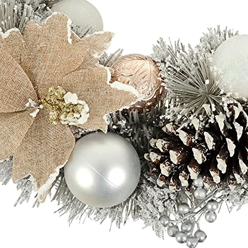 Mr Crimbo Christmas Wreath Grey Artificial 50cm With Gold/Silver Festive Decorations