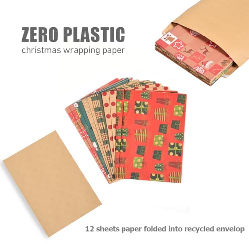 Christmas Wrapping Paper Bundle: 10 Sheets, 10 Tags, 2 Rolls