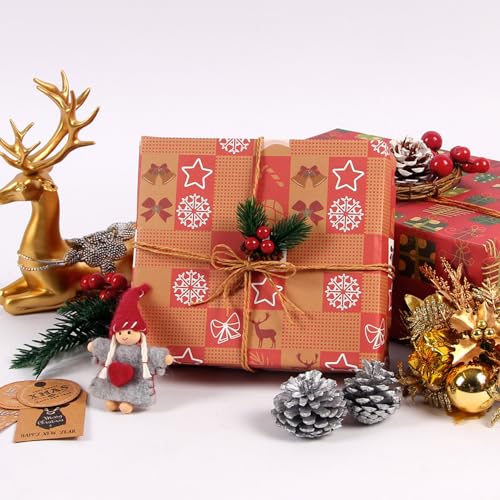 Christmas Wrapping Paper Bundle: 10 Sheets, 10 Tags, 2 Rolls