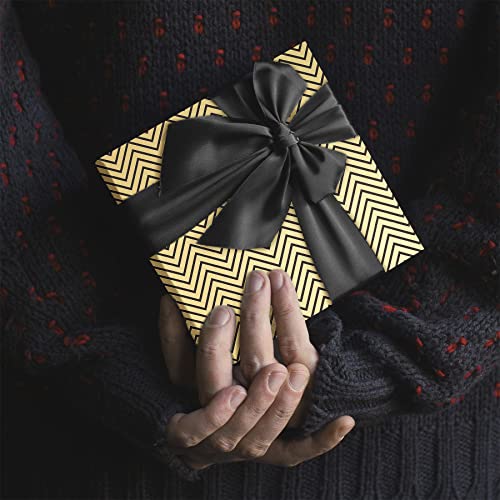 Black and Gold Foil Christmas Wrapping Paper Set