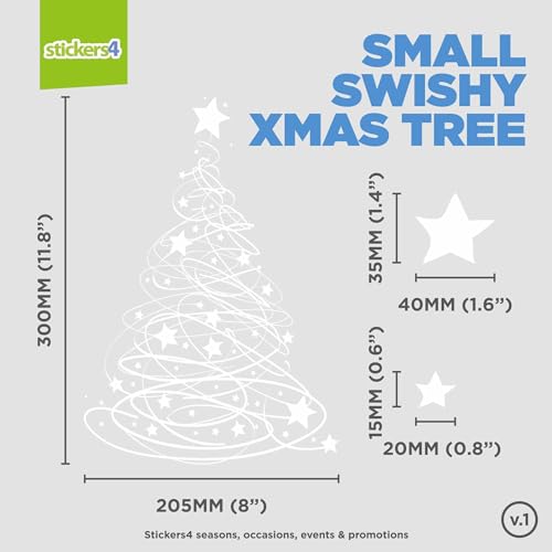 Swishy Tree Christmas Window Stickers with Extra Stars
